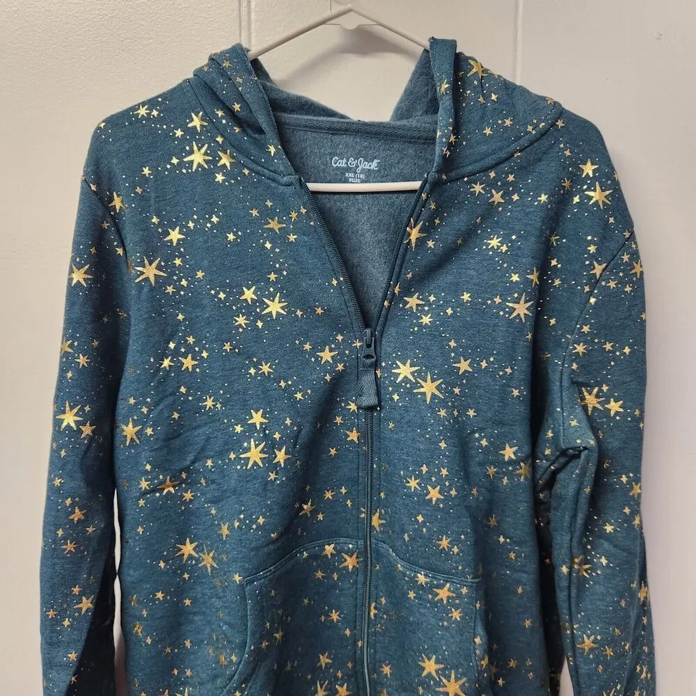 Girls' Printed Zip-Up Fleece Hoodie by Cat & Jack XXL (18) Plus - Picture 1 of 8